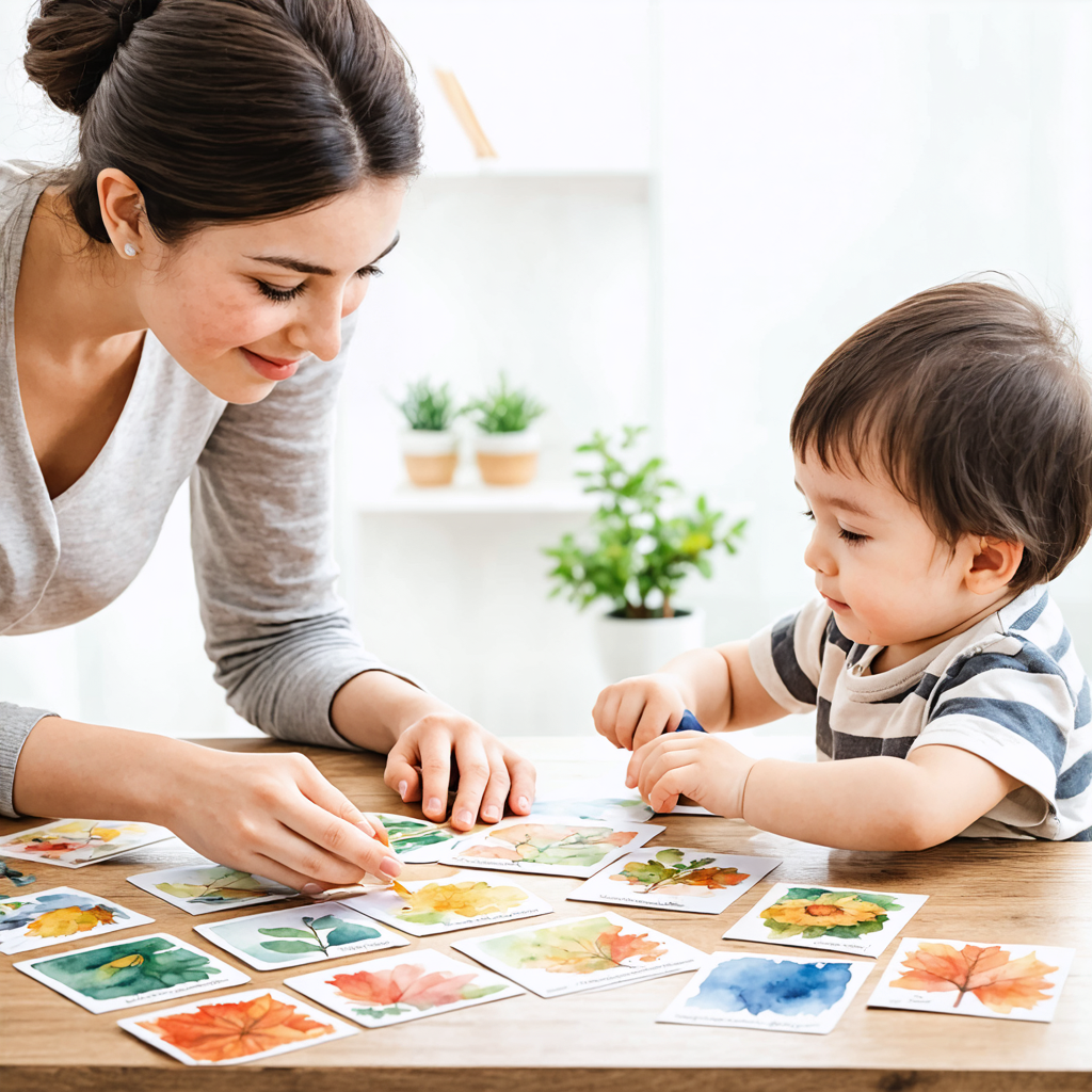 Four Seasons Watercolor Bilingual Flashcard Deck (EN+PL)